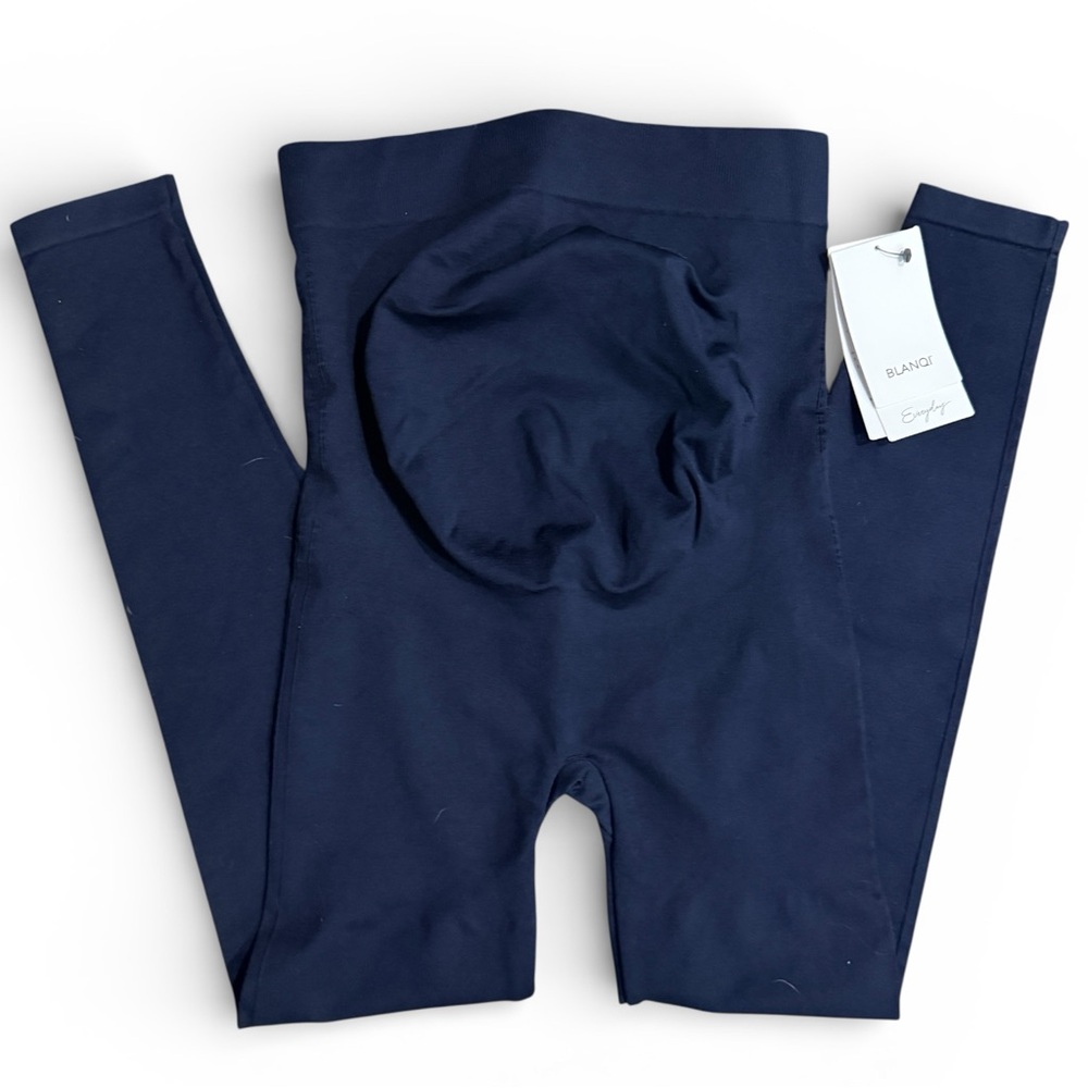 BLANQI Belly Support Maternity Leggings Navy Medium Seamless Over Bump NWT